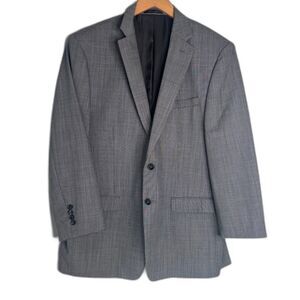 Calvin Klein 100% Wool Pattern Black Gray Sports Coat Blazer Jacket Size 44R